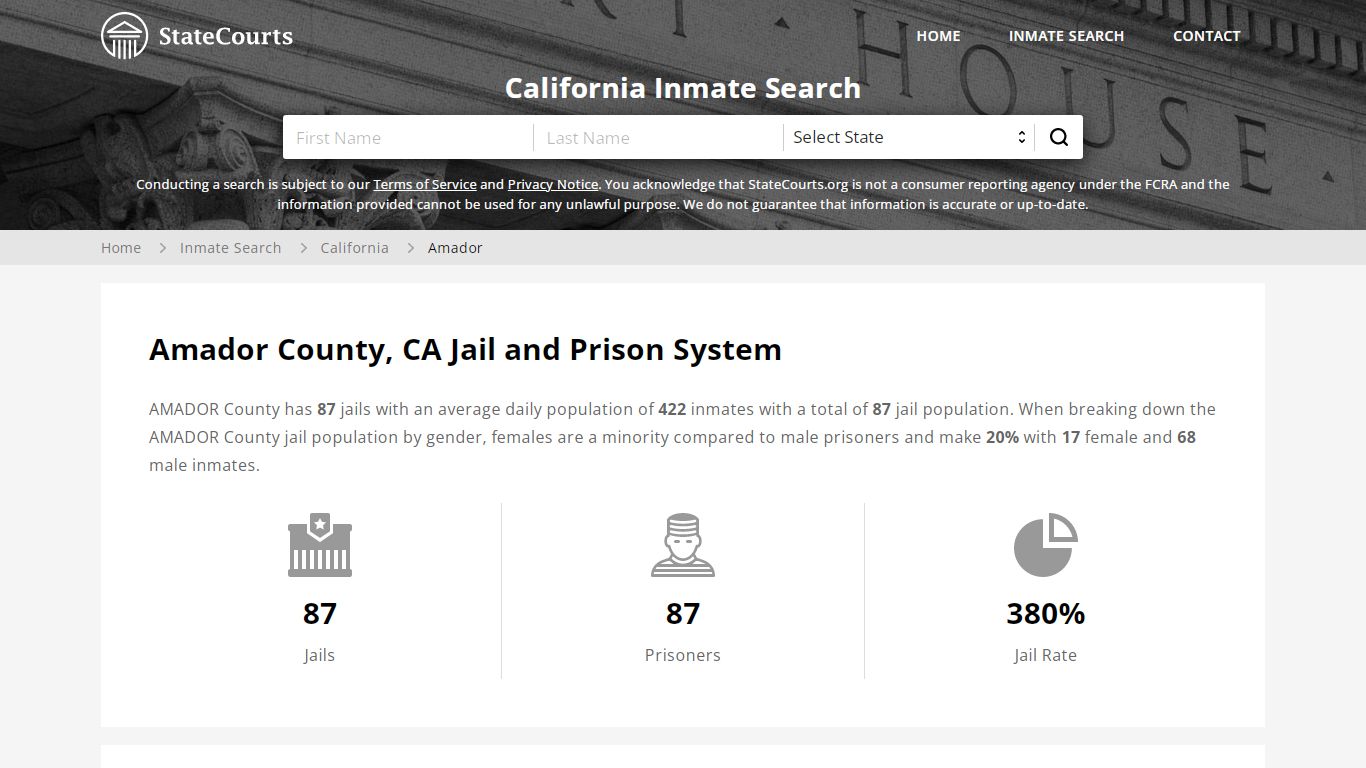 Amador County, CA Inmate Search - StateCourts