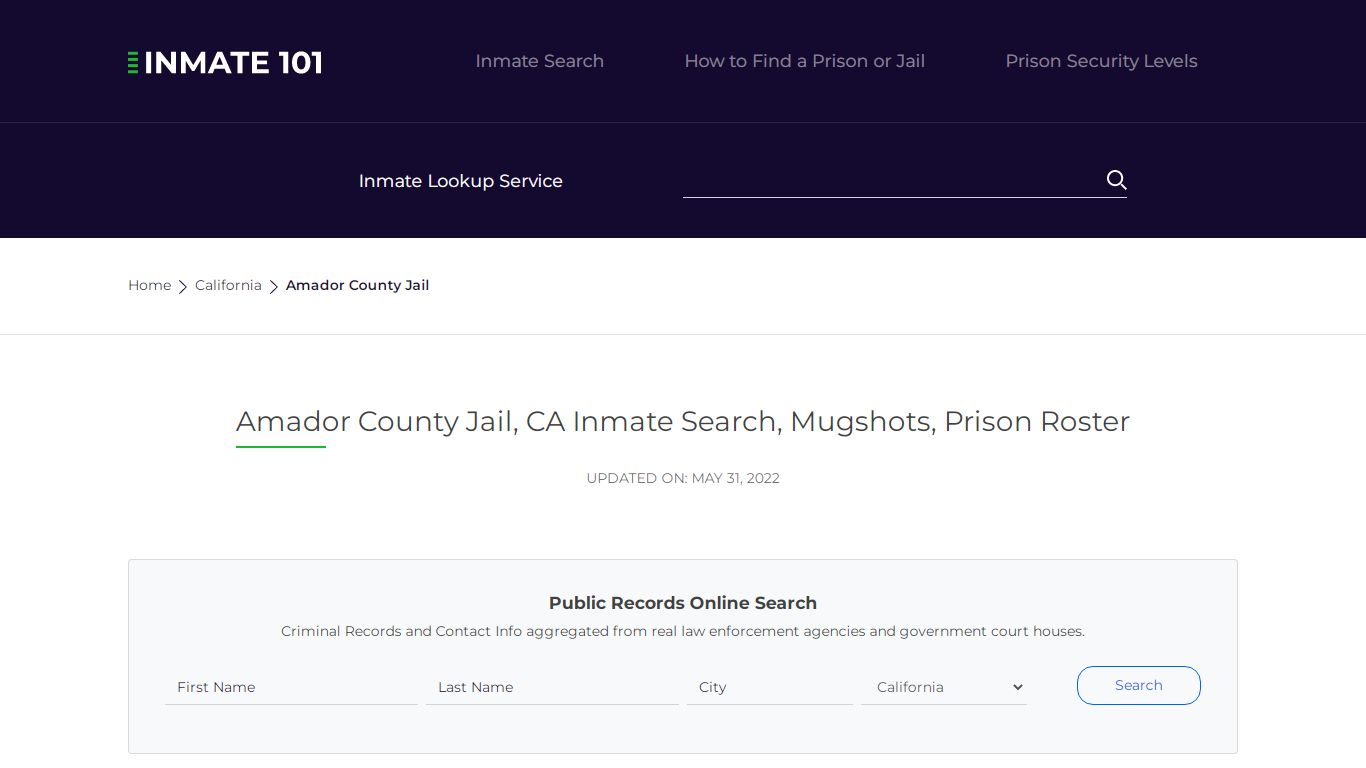 Amador County Jail, CA Inmate Search, Mugshots, Prison ...