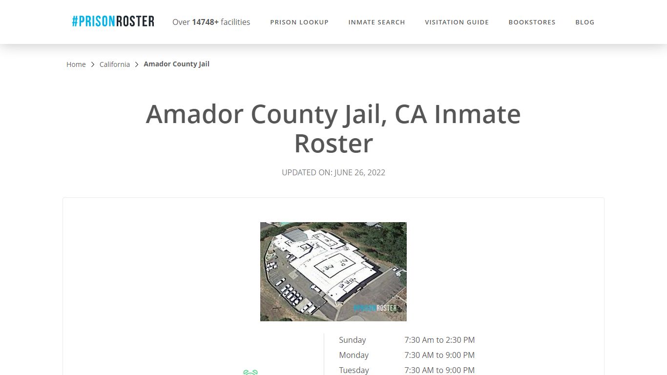 Amador County Jail, CA Inmate Roster